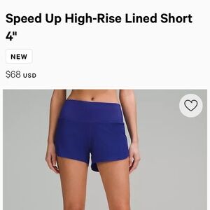 Lululemon speed up shorts. Larkspur. Size 8